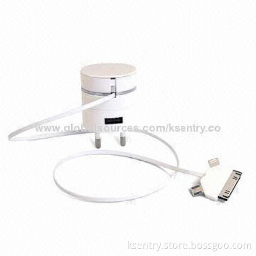 Manufacture Mini USB Car Charger with 3-in-1 Retractable Cable